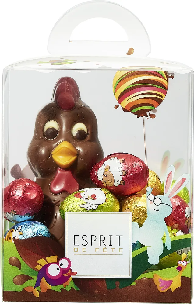 Chocolat au lait moulage poule et petits oeufs Esprit de Fête