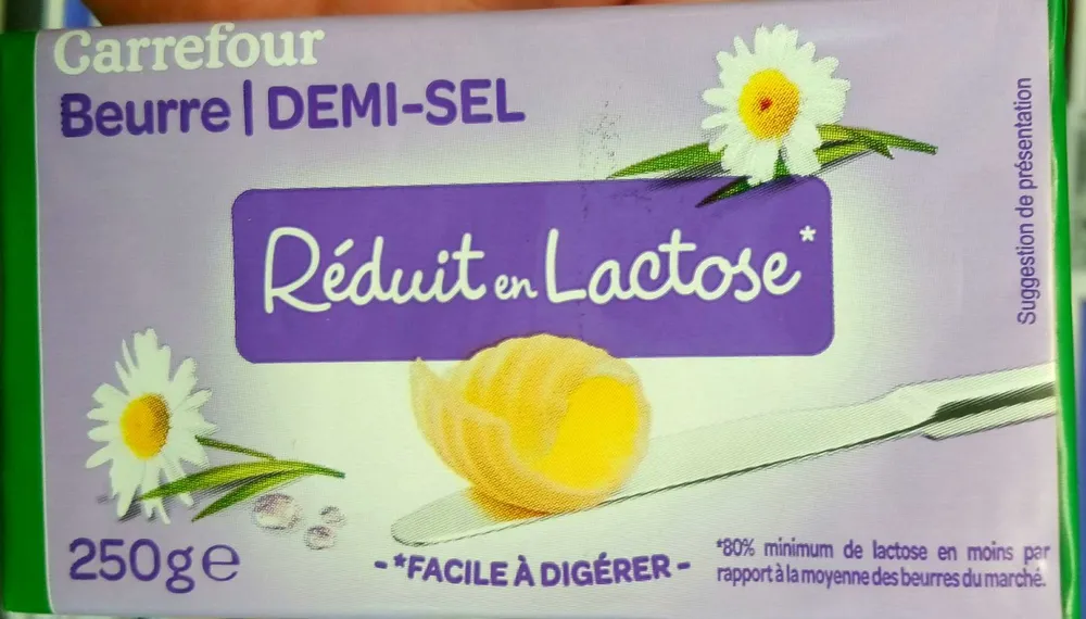 Beurre demi-sel réduit en lactose (80 % M.G.)