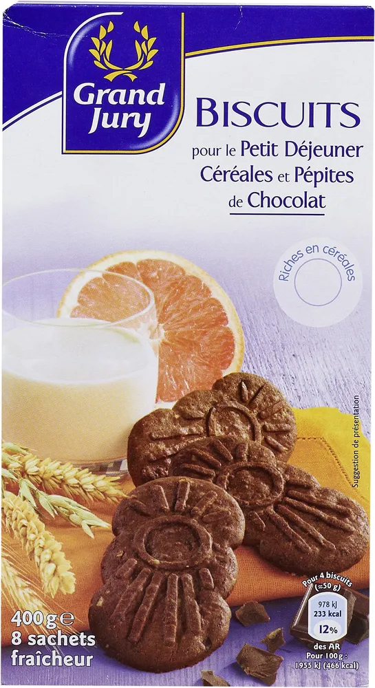 Biscuits pour le petit déjeuner céréales et pépites de chocolat