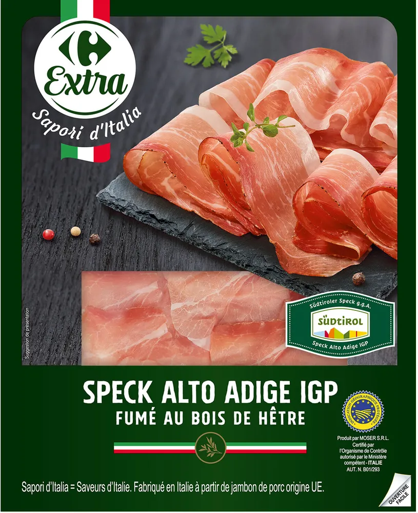 Speck alto adige igp fumé au bois de hêtre