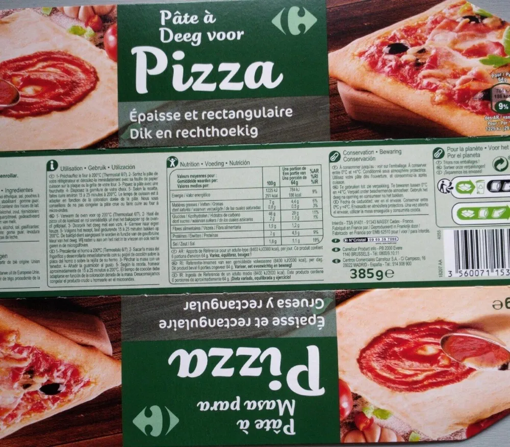 Pâte à pizza Fine rectangulaire