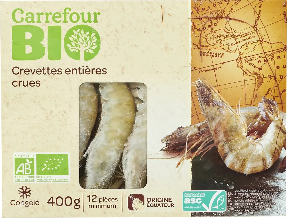 Crevettes entières crues