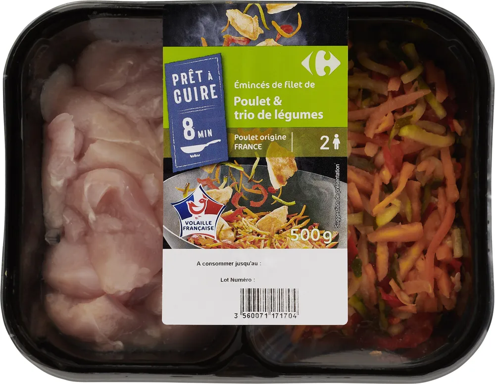 Poulet et trio de legumes