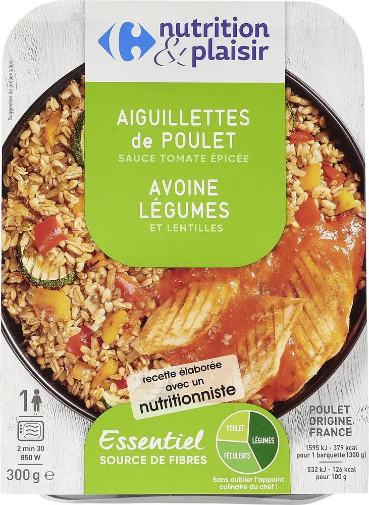 Aiguilettes de poulet/avoine legumes