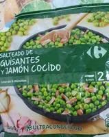 Salteado de guisantes y jamón cocido