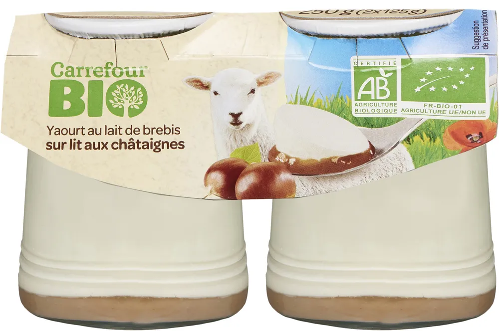 Yaourt au lait de brebis sur lit aux châtaignes