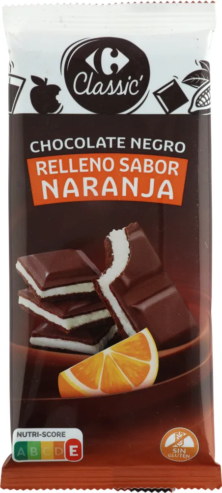 Chocolate negro relleno sabor naranja