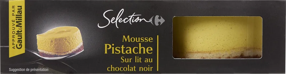 MOUSSE PISTACHE sur lit de chocolat noir