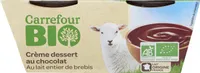 Crème dessert au chocolat au lait entier de brebis