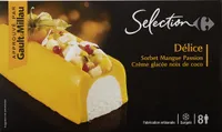 Délice Sorbet Mangue Passion Crème glacée noix de coco