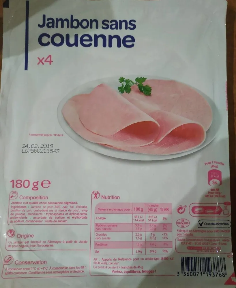 Jambon sans couenne