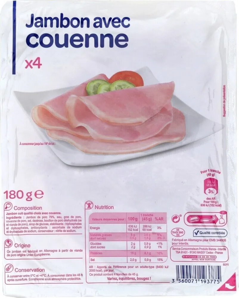 Jambon cuit choix