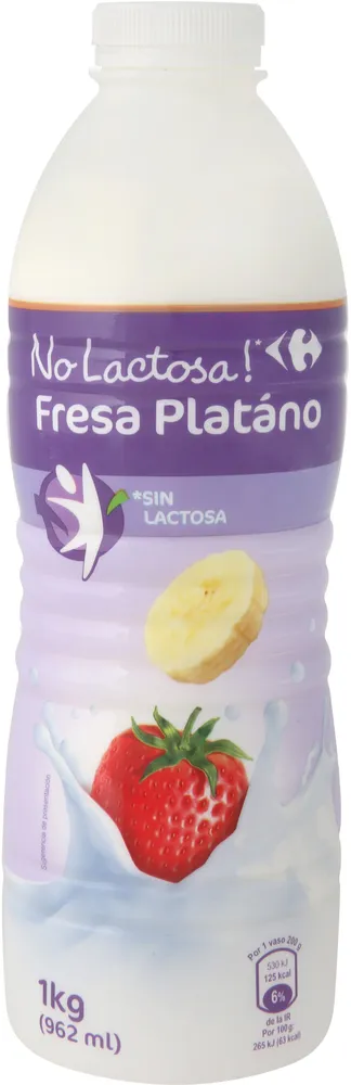Yogur Liquido Fresa Y Platano Sin Lactosa