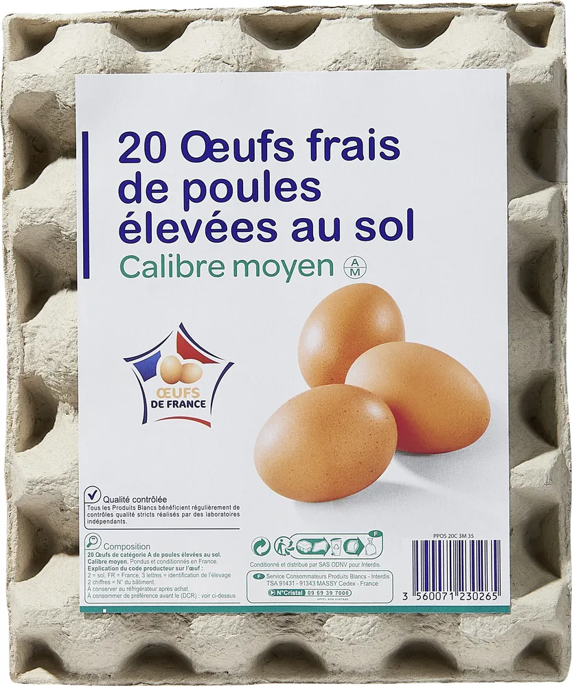 20 Œufs FRAIS DE POULES ÉLEVÉES AU SOL
