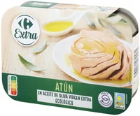 Thon listao à l'huile d'olive vierge extra biologique. Pêche à la canne