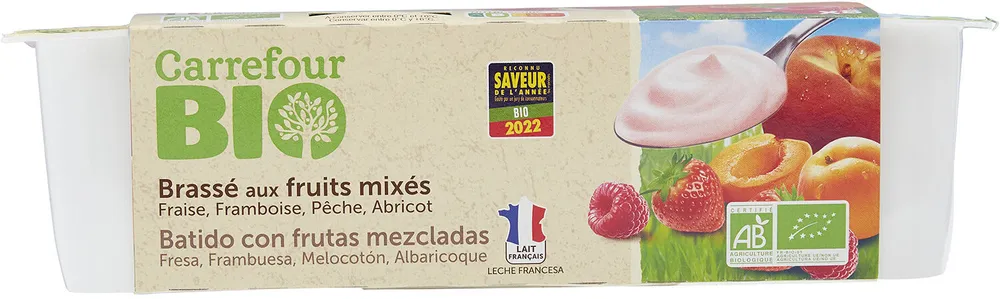 Brassé aux fruits mixés Fraise, Framboise, Pêche, Abricot