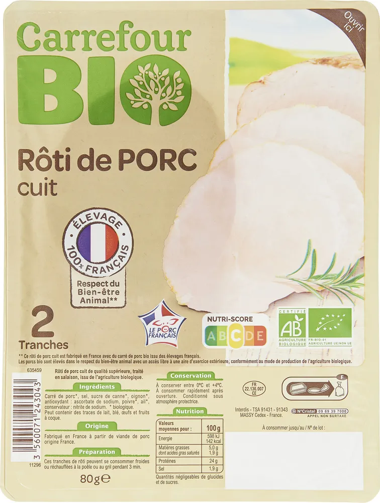 Rôti de porc cuit