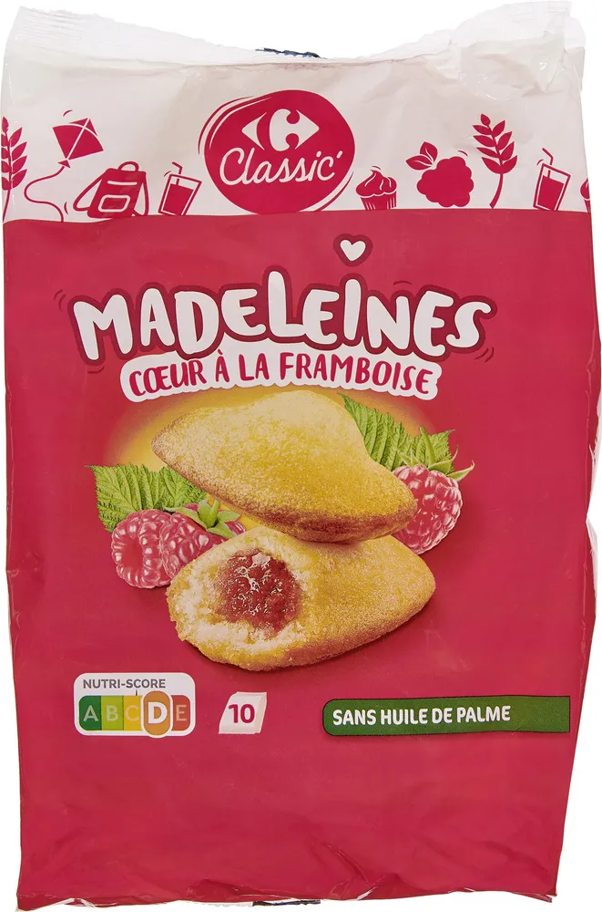Madeleines coeur à la framboise