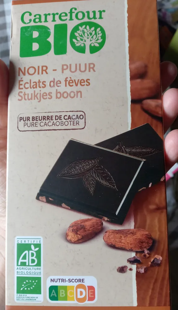 Chocolat noir aux éclats de fèves de cacao