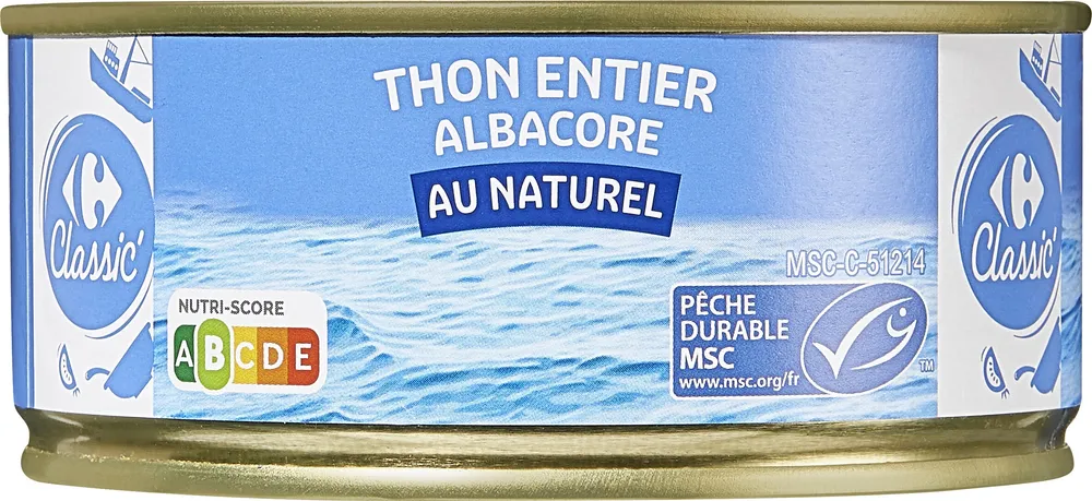 Thon entier albacore au naturel
