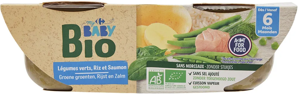 Legumes verts riz et saumon
