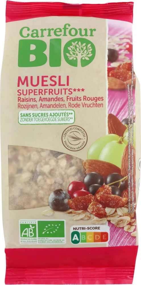 Muesli de superfrutas sin azúcares añadidos