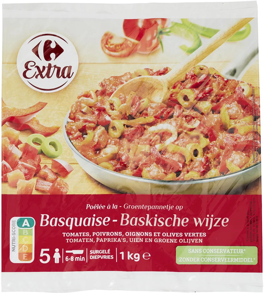 Poêlée à la Basquaise Tomates, poivrons, oignons et olives vertes