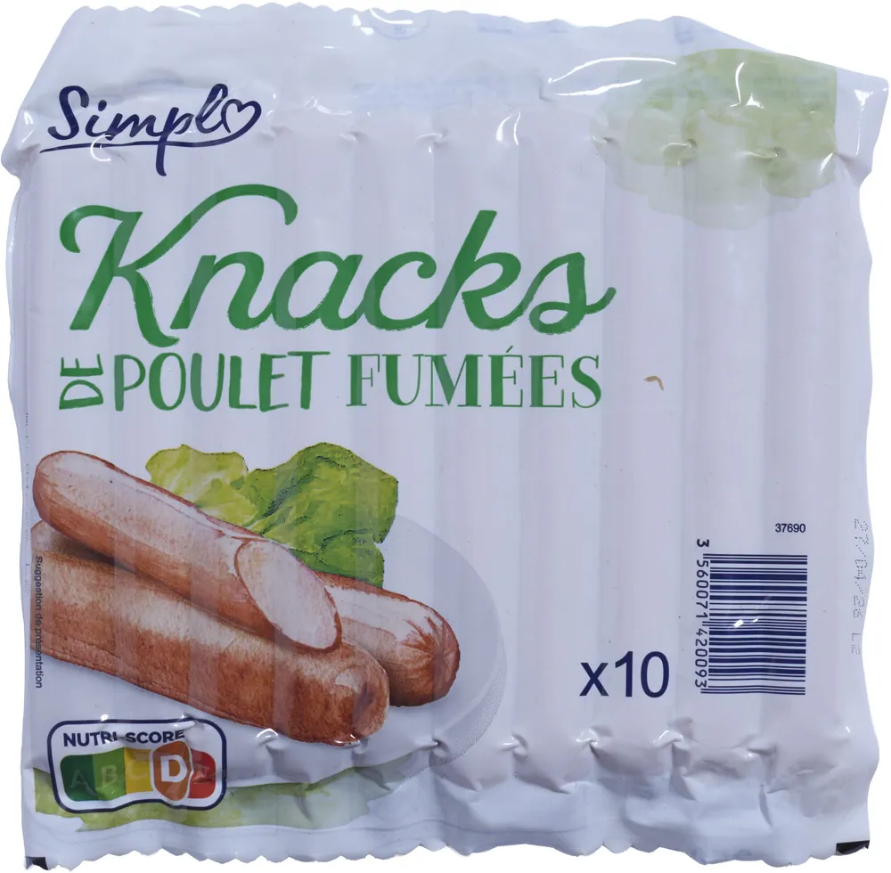 Knacks de poulet fumées