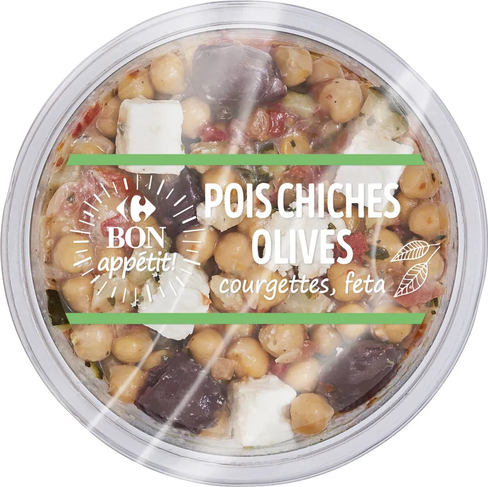 SALADE POIS CHICHES OLIVES FETA
