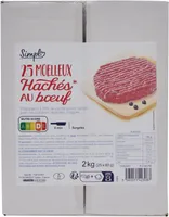 25 moelleux hachés* au bœuf *Préparation à 80% de viande bovine hachée avec des protéines végétales, surgelée.