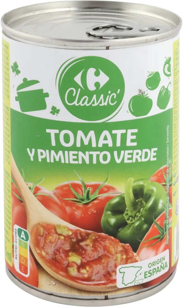 Tomate triturado con pimiento verde