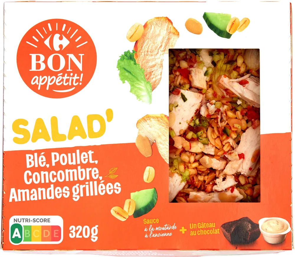 SALAD' Blé, Poulet, Concombre, Amandes grillées