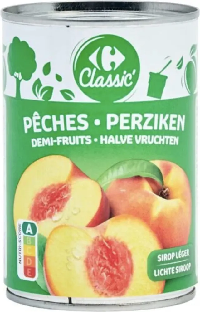 PÊCHES Demi-fruits au sirop léger