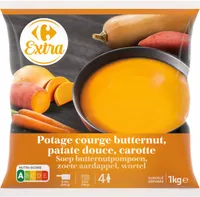 Potage courge butternut, patate douce, carotte