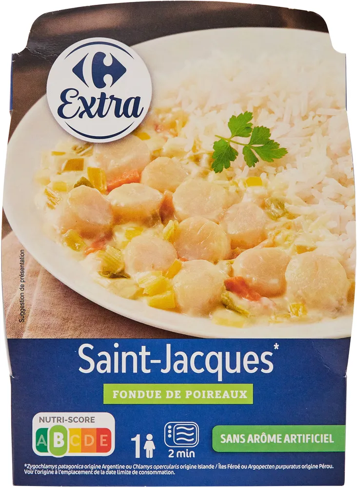 Saint-jacques* fondue de poireaux