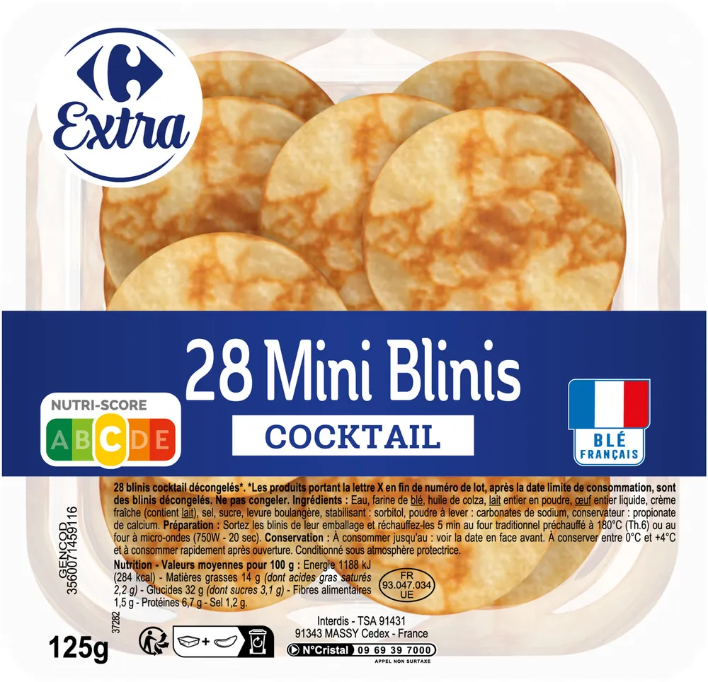 28 mini blinis cocktail