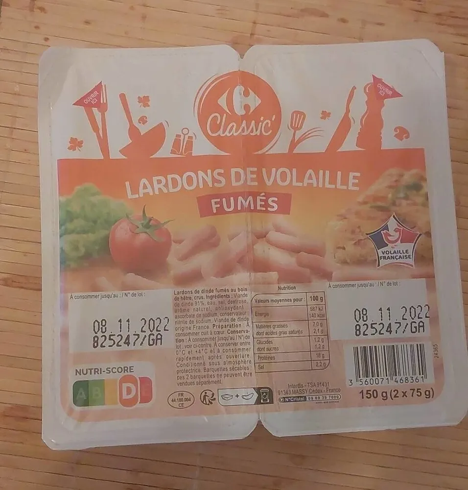 Lardons de volaille fumés