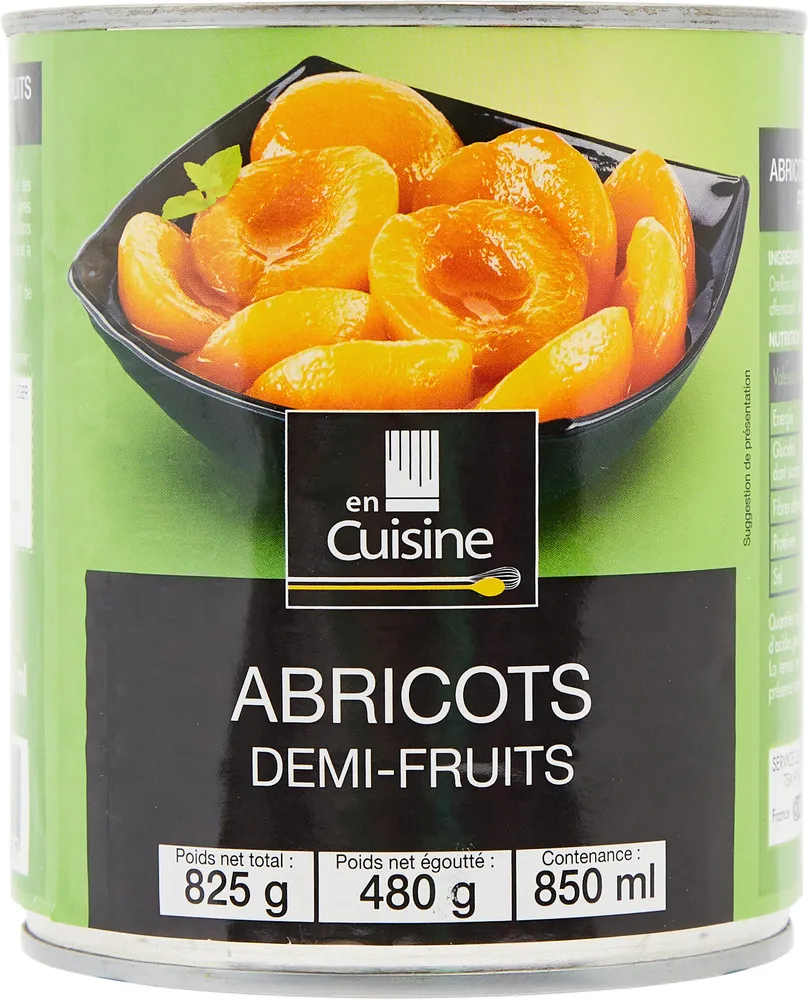 Abricots demi-fruits préservés