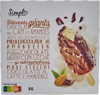 Bâtonnets géants CHOCOLAT AU LAIT ET AMANDES