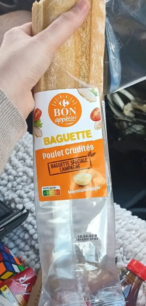 Baguette poulet crudités