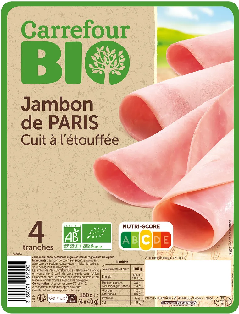 Jambon de Paris cuit à l’étuvée