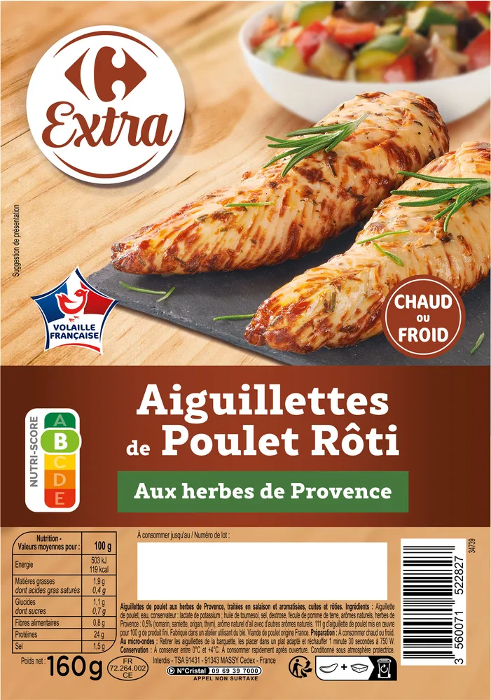 Aiguillettes de poulet rôti aux herbes de Provence