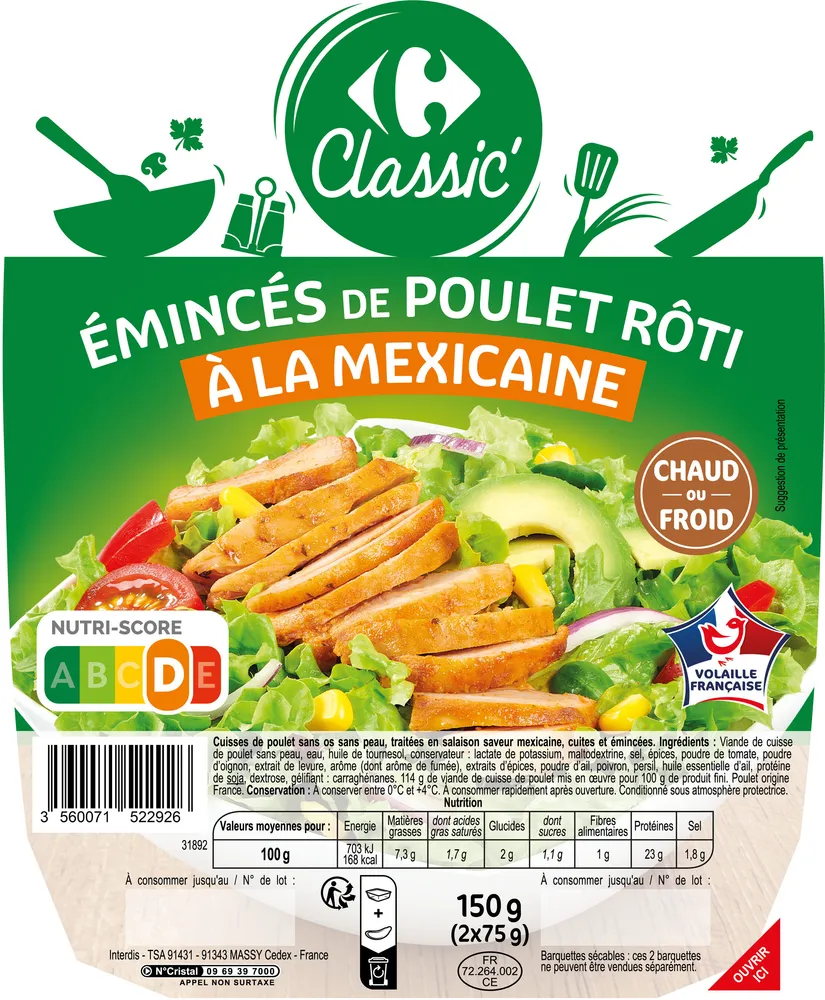 Eminces de poulet roti a la mexicaine