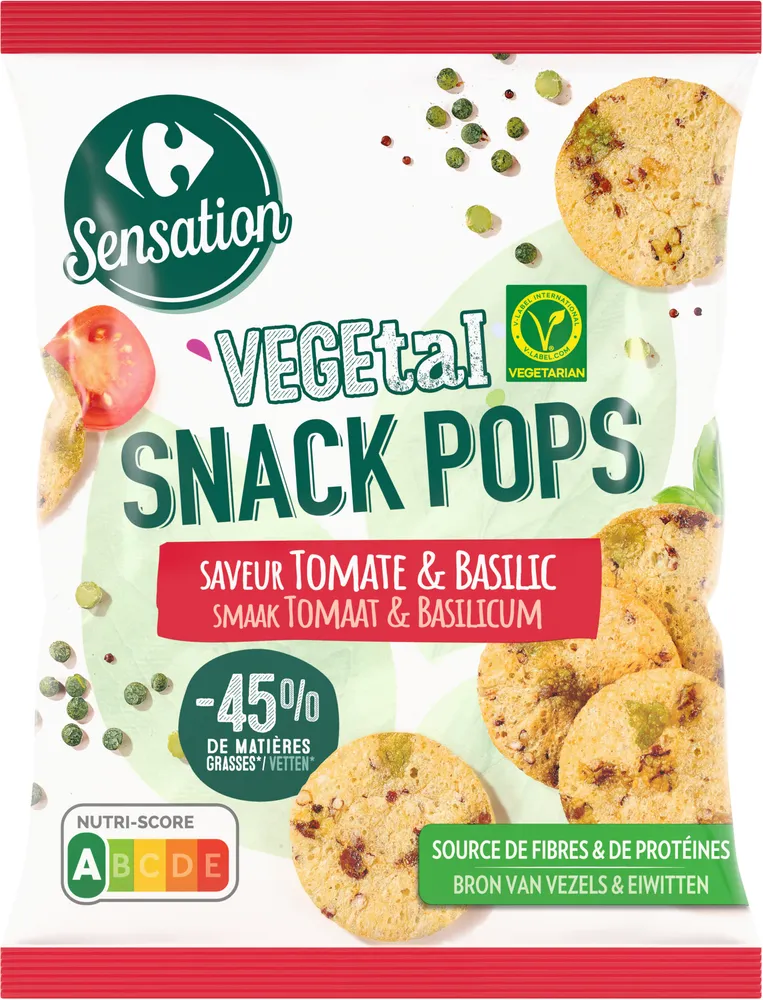 Végétal Snack pops Saveur Tomate & Basilic
