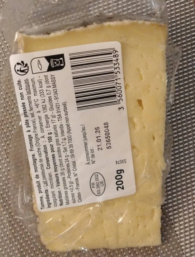 Tomme, produit de montagne