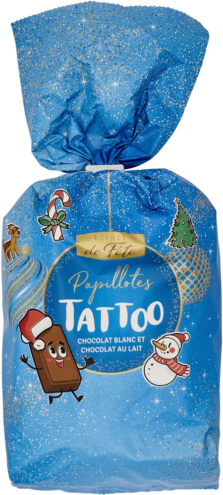 Papillotes TATTOO Chocolat blanc et Chocolat au lait