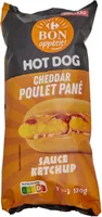 Hot dog cheddar poulet pané