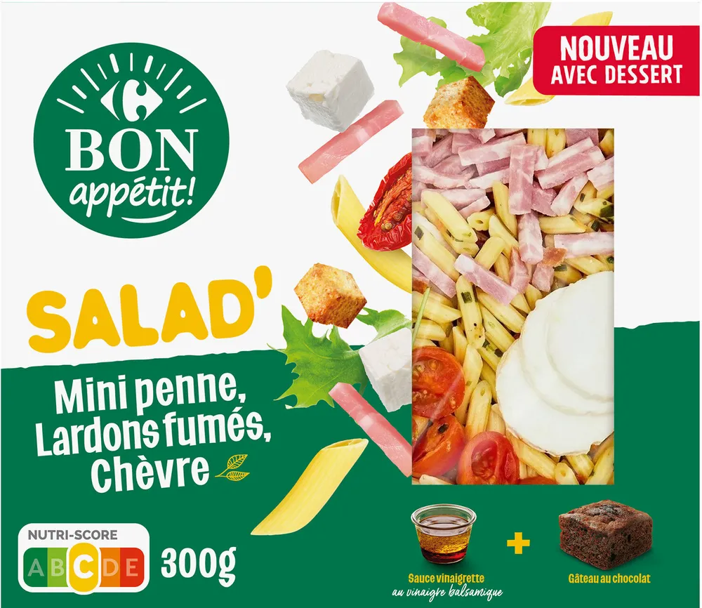 SALAD' Mini Penne, Lardons fumés, Chèvre