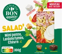 SALAD' Mini Penne, Lardons fumés, Chèvre