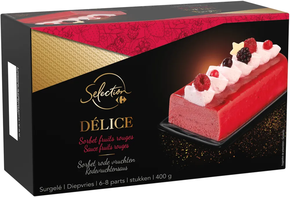 Délice sorbet fruits rouges sauce fruits rouges